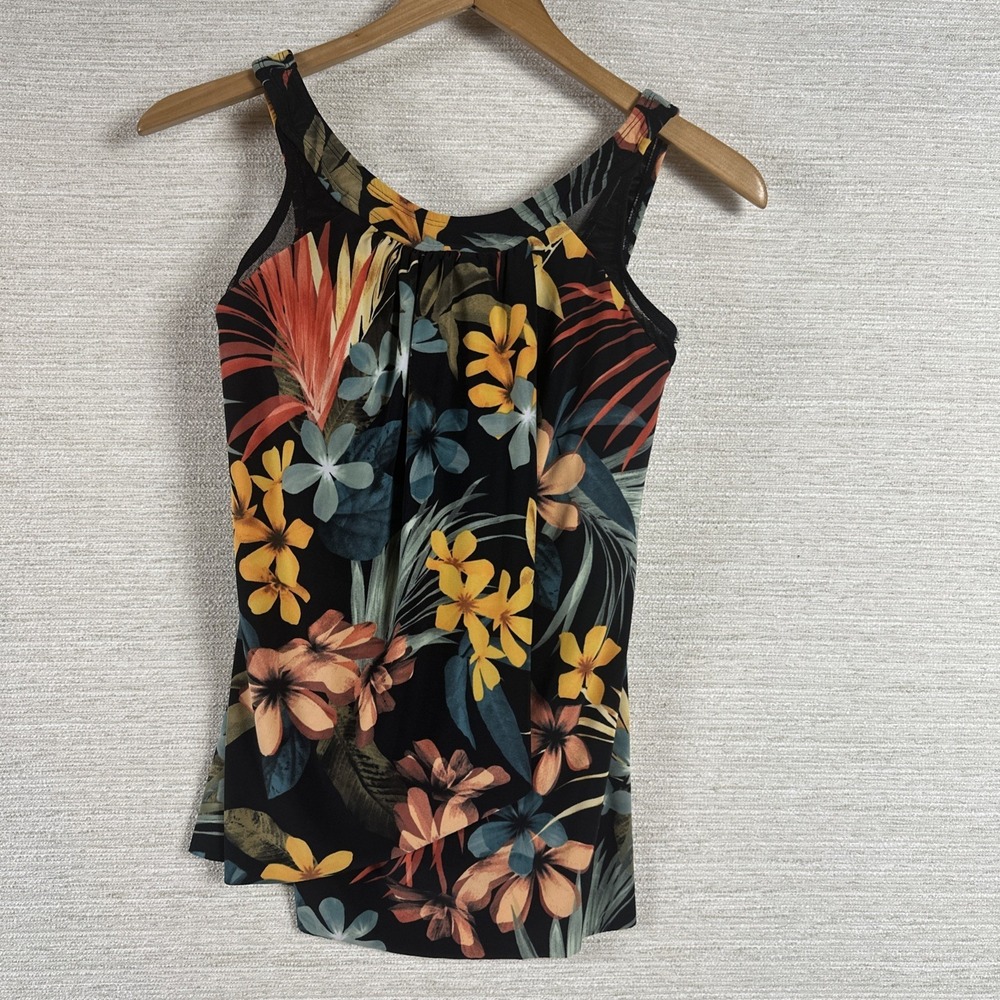 Miraclesuit Tankini Top Womens 8 Tropical Floral Swim Top Tummy Control